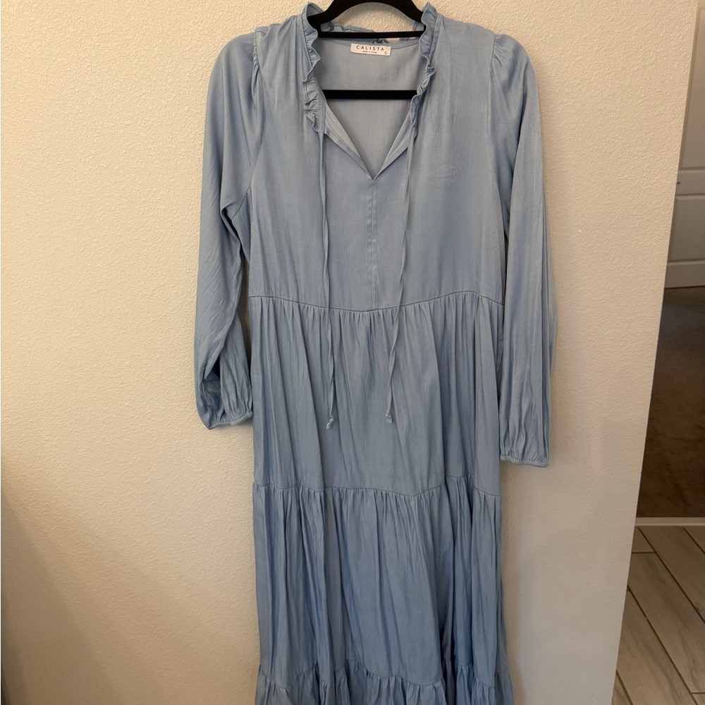 Calista Baby Blue Tiered Dress Size L